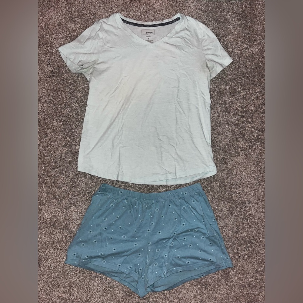 Blue pajama set with shorts